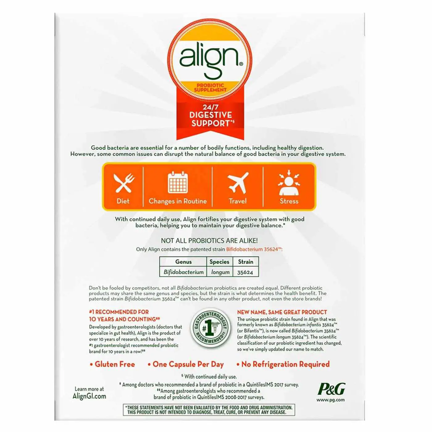 34 Align Probiotic Ingredients Label