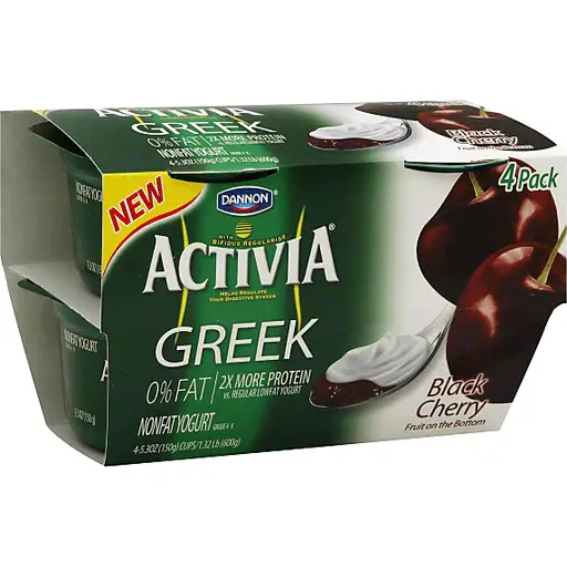 Activia Nonfat Probiotic Black Cherry Greek Yogurt, 5.3 Oz. Cups, 4 ...