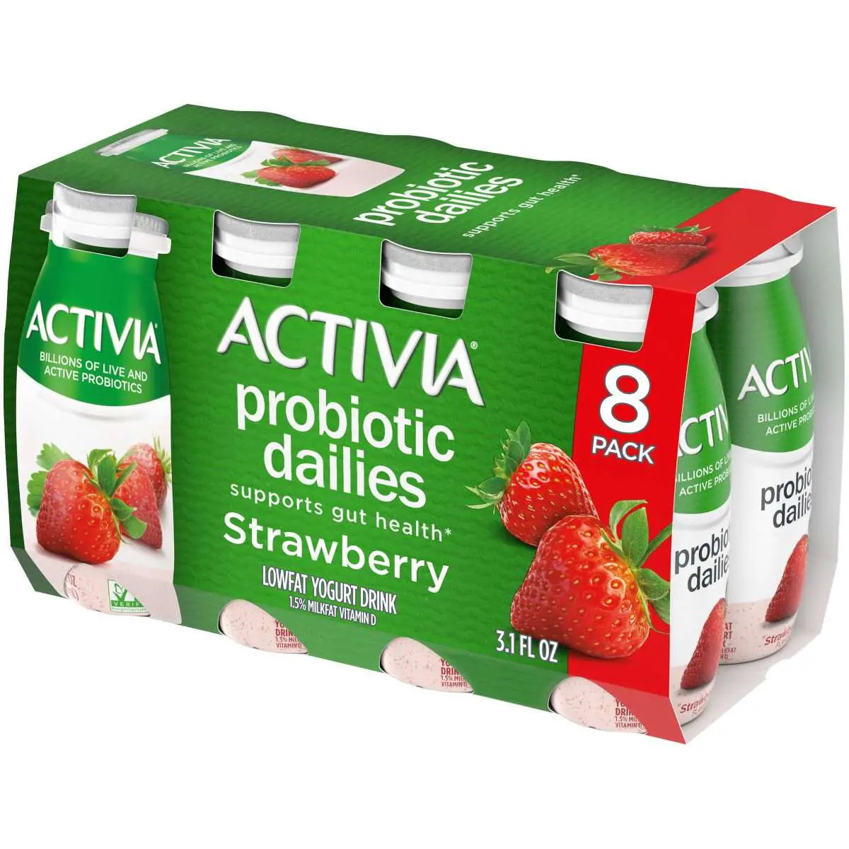 Activia Probiotic Dailies Strawberry Yogurt Drink, 3.1 Oz., 8 Count ...