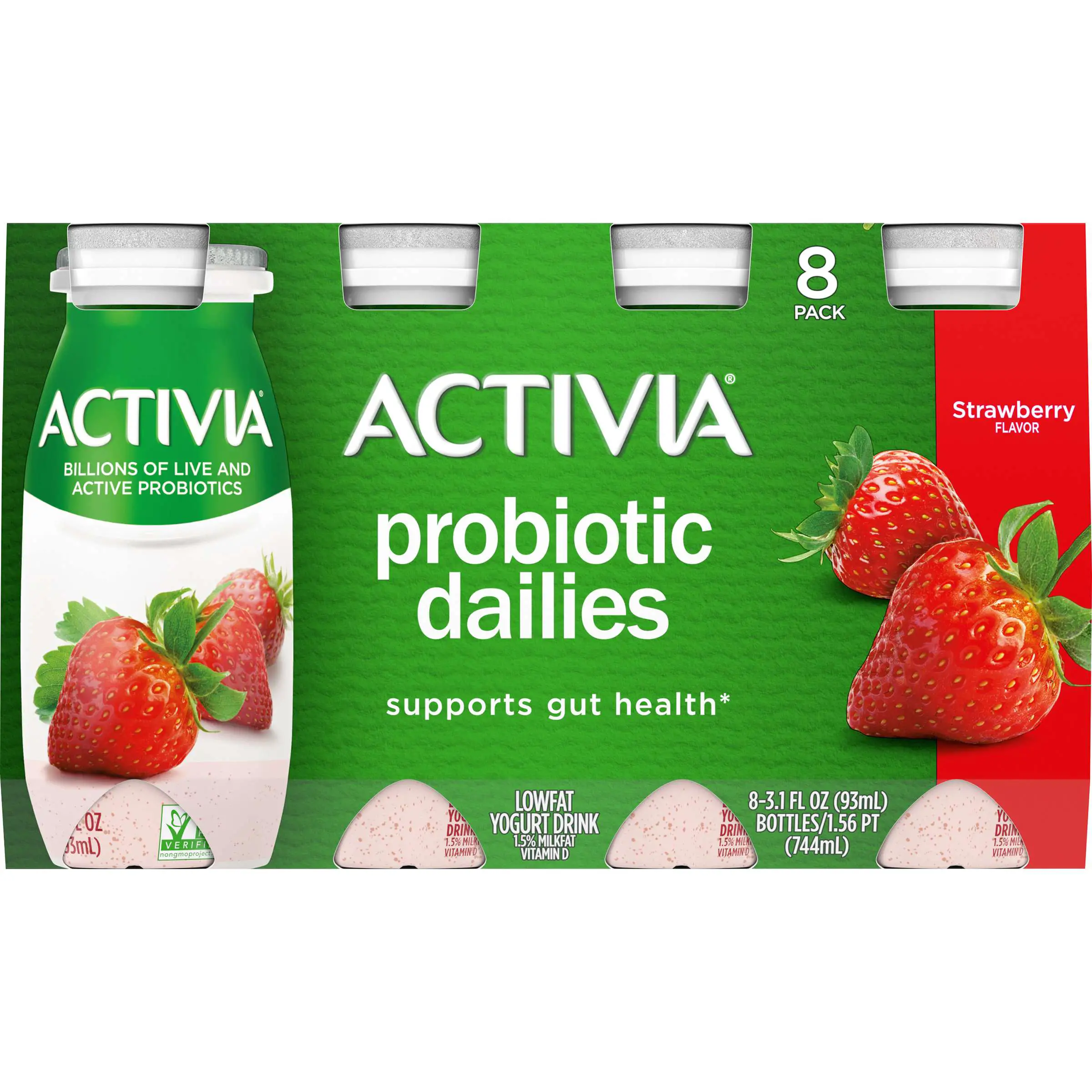 Activia Probiotic Dailies Strawberry Yogurt Drink, 3.1 Oz ...