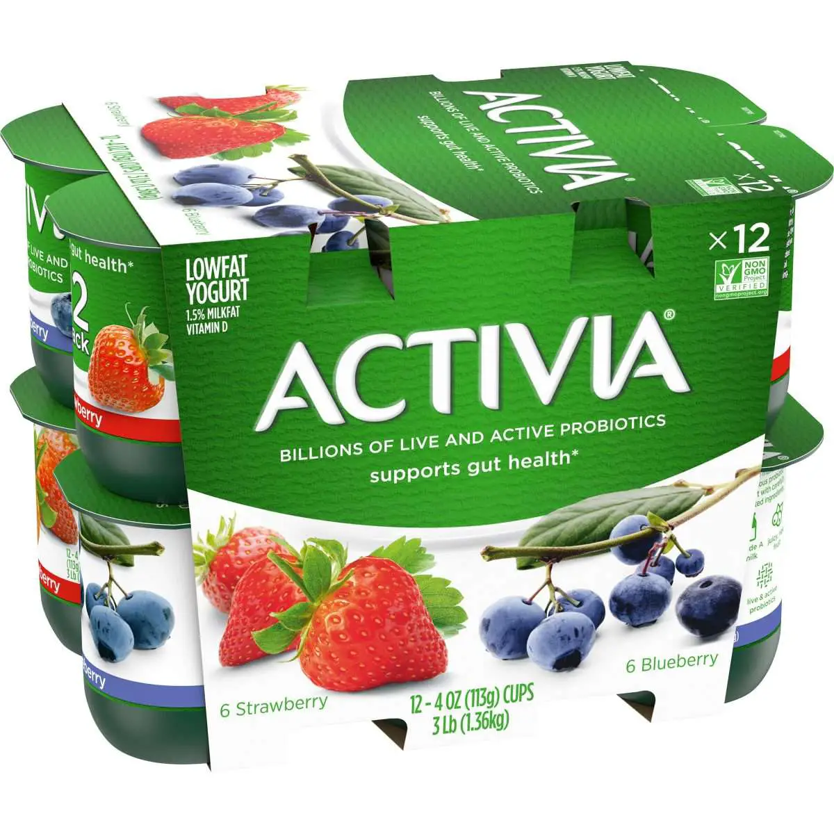 Activia Probiotic Strawberry &  Blueberry Variety Pack Yogurt, 4 Oz ...