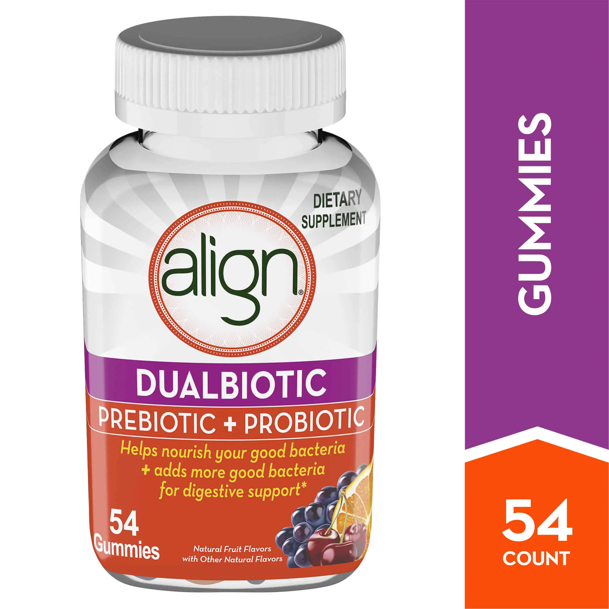 Align Prebiotic Probiotic Supplement Gummies, Natural Flavors, 54 ct ...