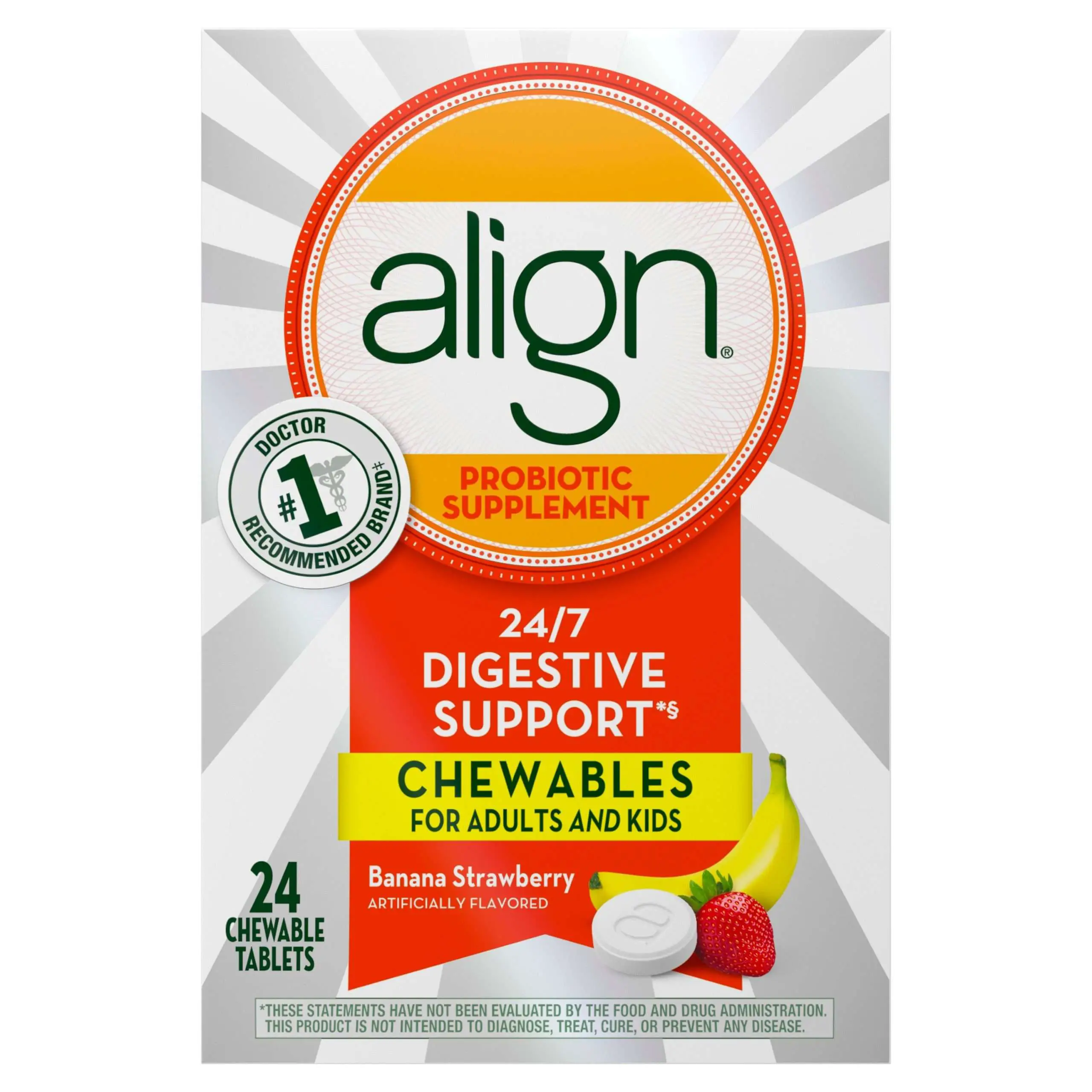 Align Probiotic Banana Strawberry Chewable Tablets