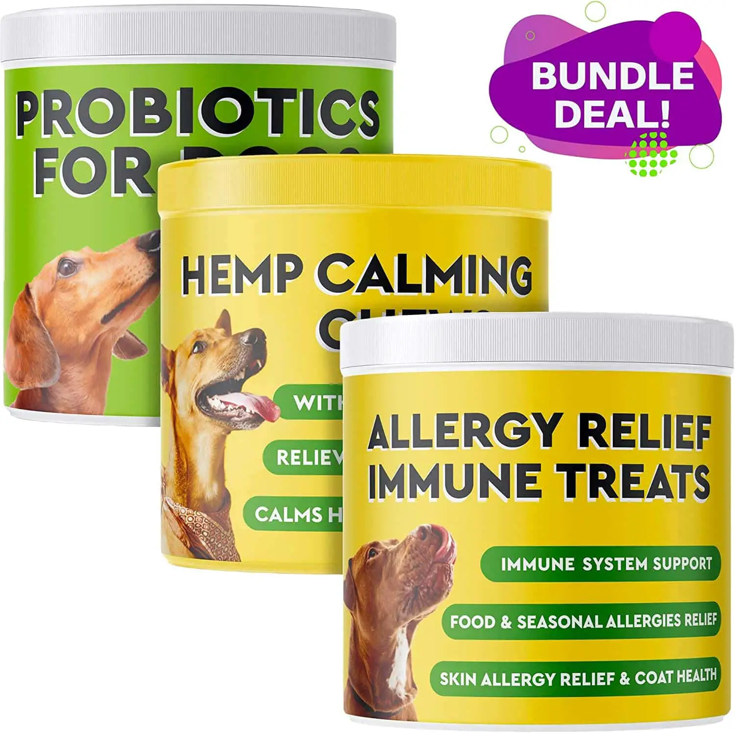 Amazon.com : Probiotics + Hemp Clming Treats + Allergy Relief for Dogs ...
