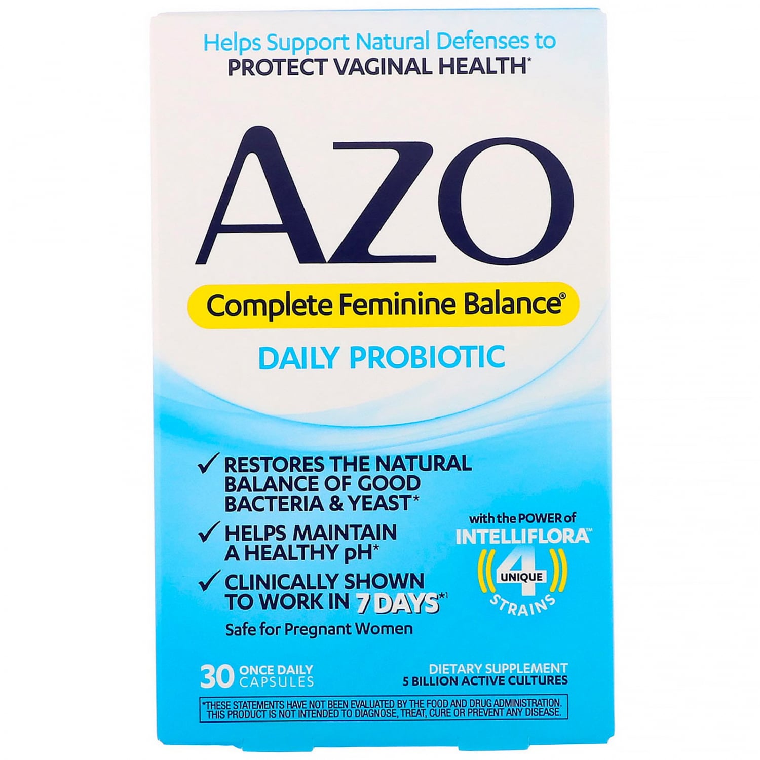 Azo, Complete Feminine Balance, Daily Probiotic, 30 Once Daily Capsules ...