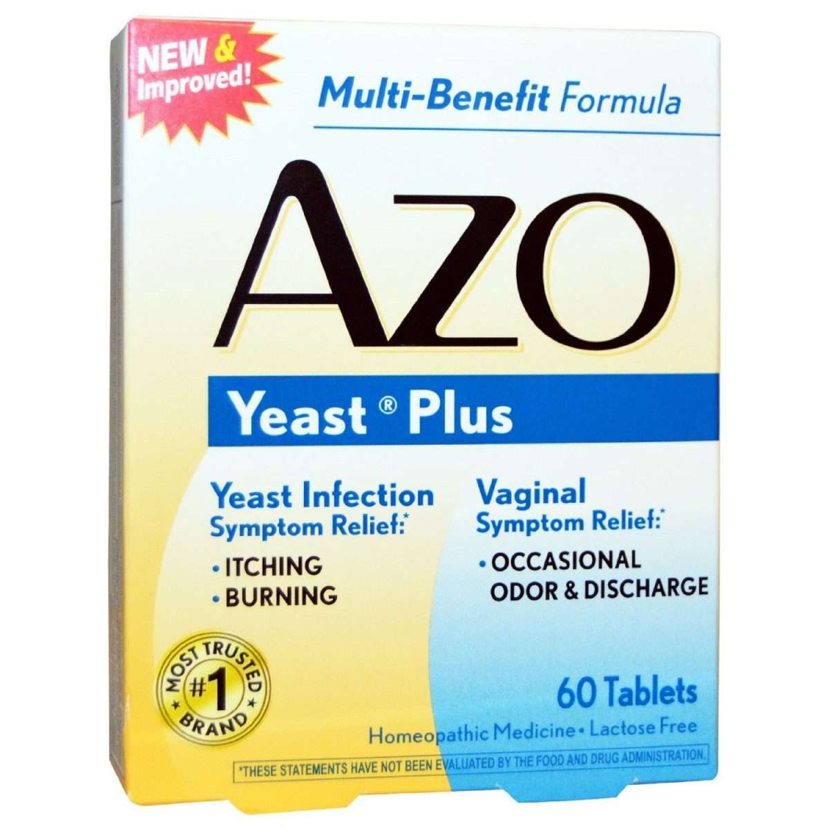 AZO Natural Yeast Prevention 60 Tablets, Homeopathic Yeast Infection ...