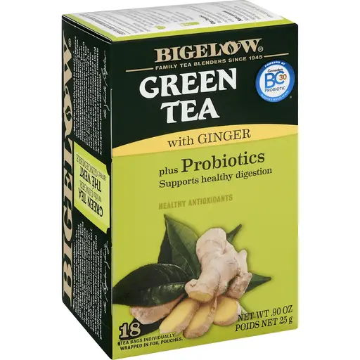 Bigelow® Green Tea with Ginger plus Probiotics 18 ct Tea Bags .90 oz ...