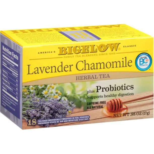 Bigelow Lavender Chamomile plus Probiotics, Herbal Tea, Tea Bags, 18 Ct ...