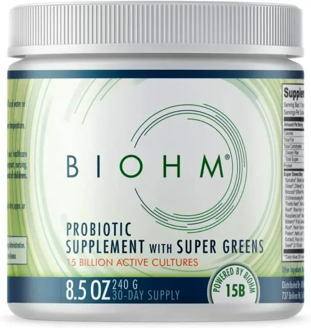 Biohm Probiotic Super Greens Superfood Powder With Probiotics 30 ...