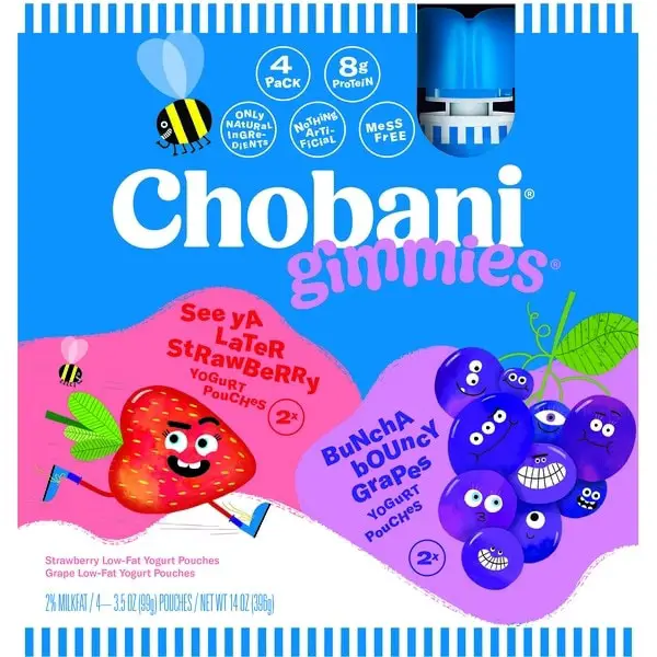 Chobani Probiotic Yogurt Pouches Strawberry/Grape (3.5 oz) from ...