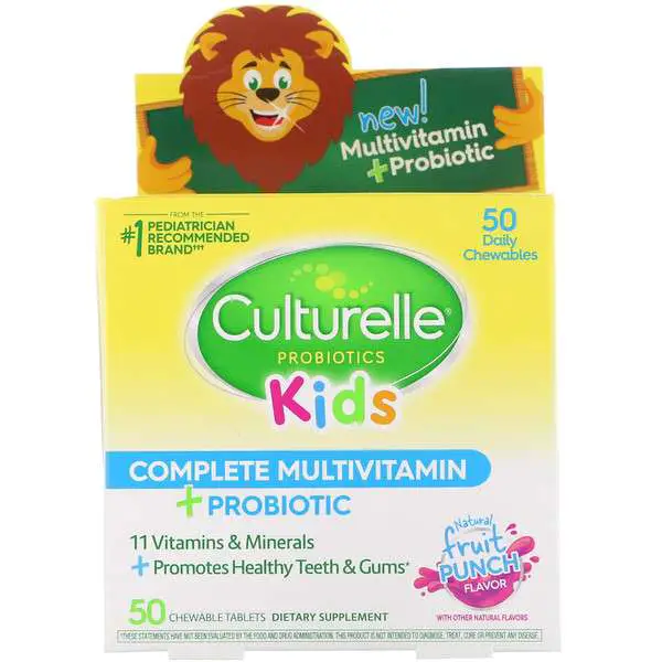 Culturelle, Kids Complete Multivitamin Plus Probiotic, Fruit Punch, 50 ...