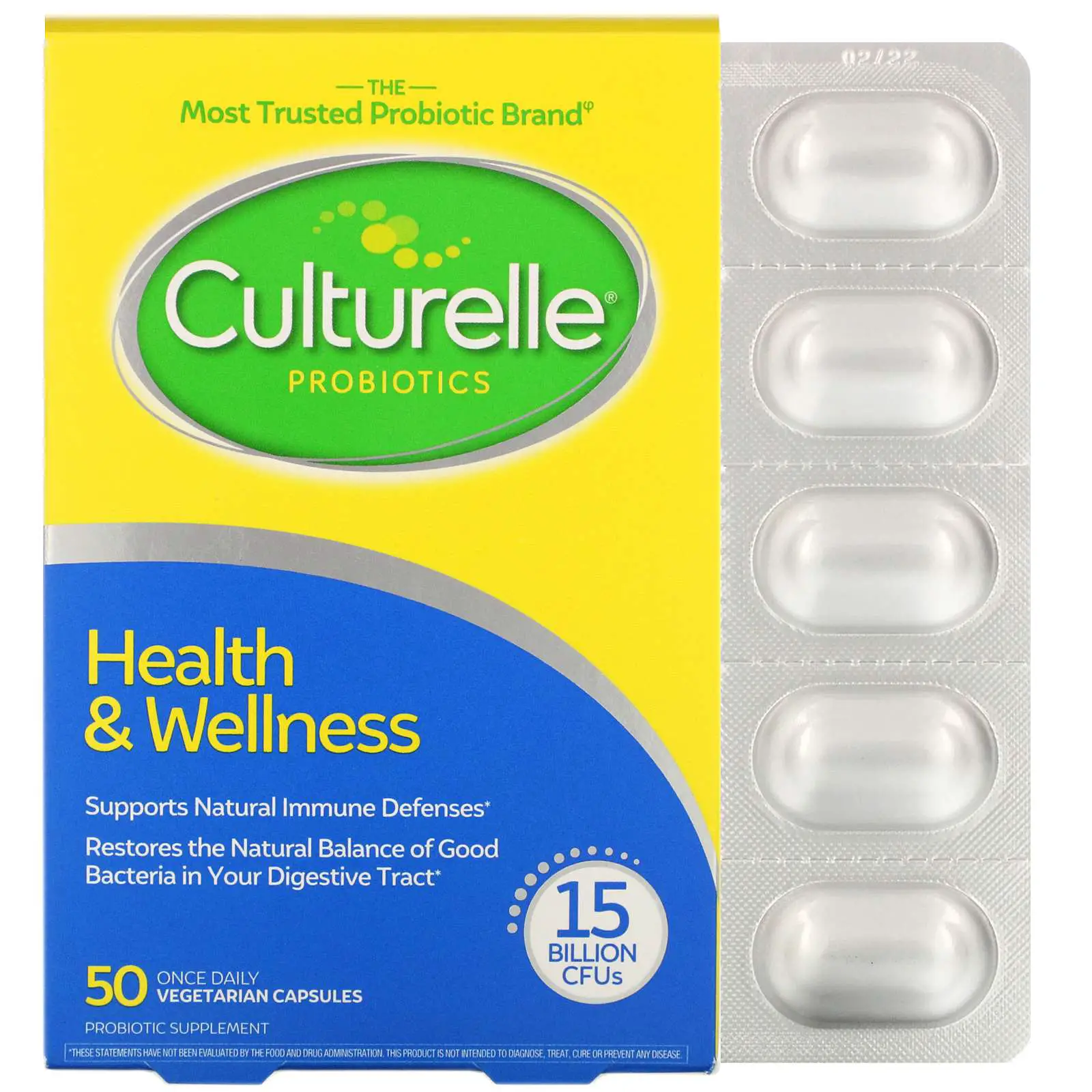Culturelle, Probiotics, Health &  Wellness, 15 Billion CFUs, 50 Once ...