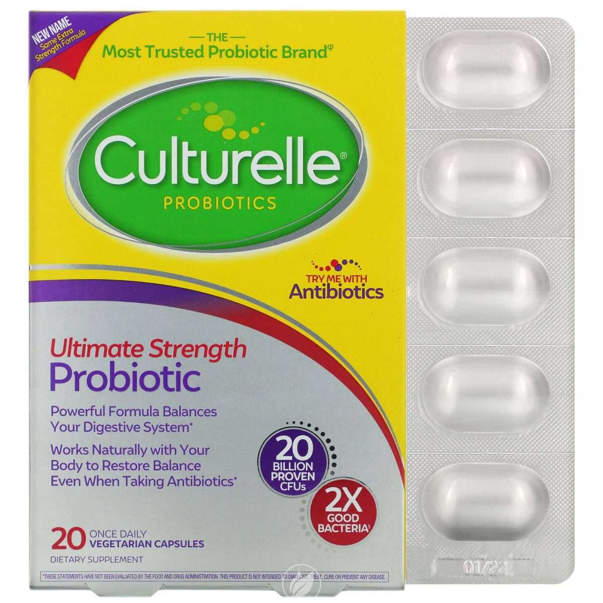 Culturelle Ultimate Strength Probiotic with 20 Billion CFUs, 20 ct ...