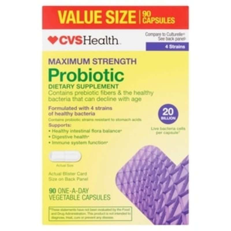CVS Health Maximum Strength Probiotic Dietary Supplement Capsules (90 ...
