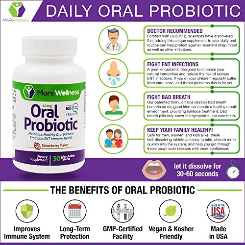 Daily Oral Probiotic Supplement w/BLIS K12 (60 Tablets) 4 Billion CFU ...
