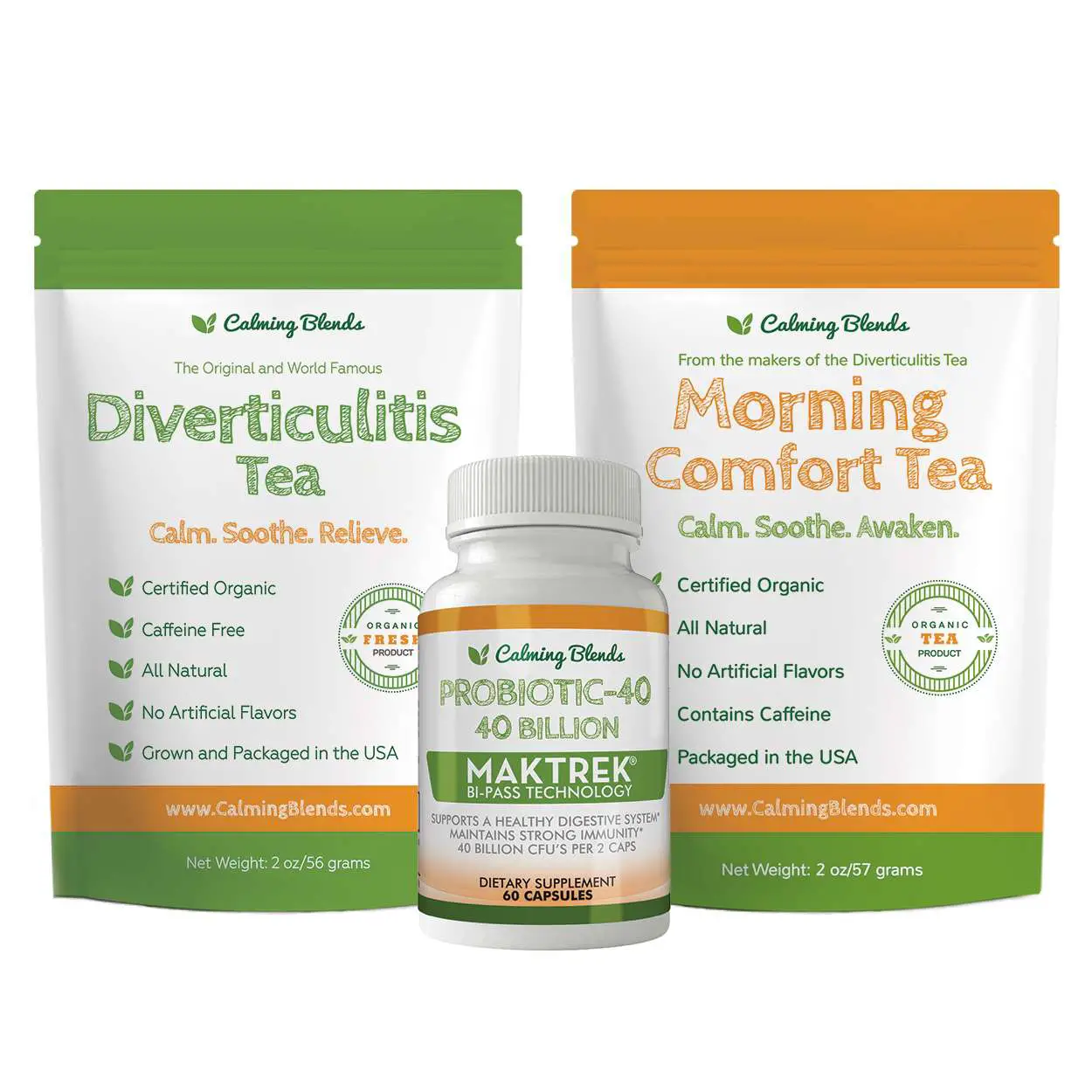 Diverticulitis Tea + Morning Comfort Tea + Probiotic ...