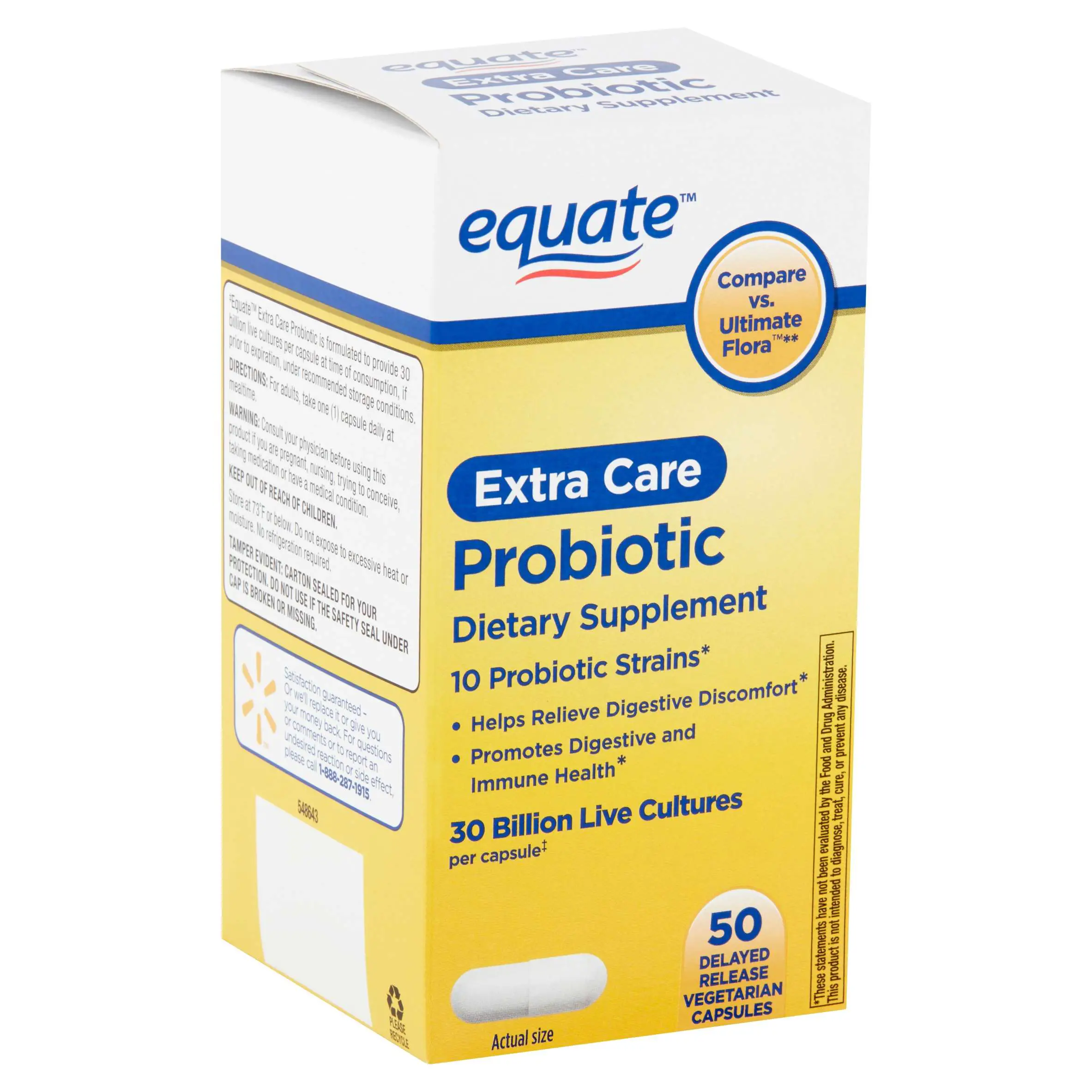 Equate Extra Care Probiotic Capsules, Delayed Release, 50 ...