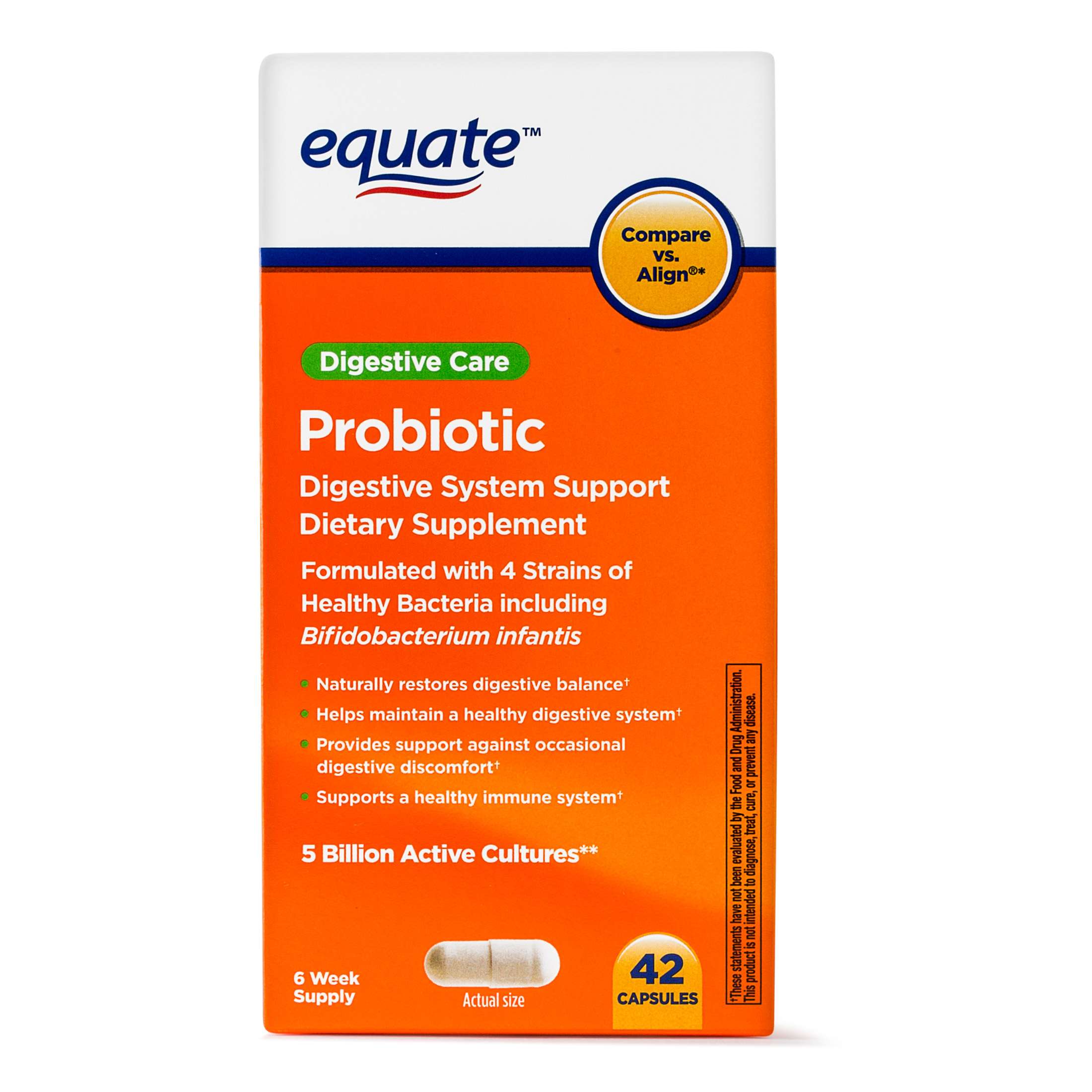Equate Probiotic Digestive System Support Capsules, 42 Ct ...