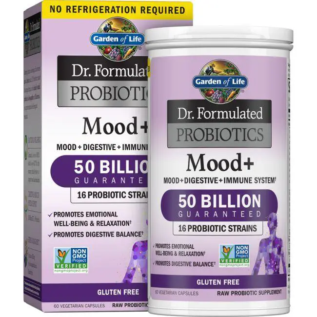 Garden of Life Dr. Formulated Probiotics Mood+ 50 Billion CFU 60 Veg ...