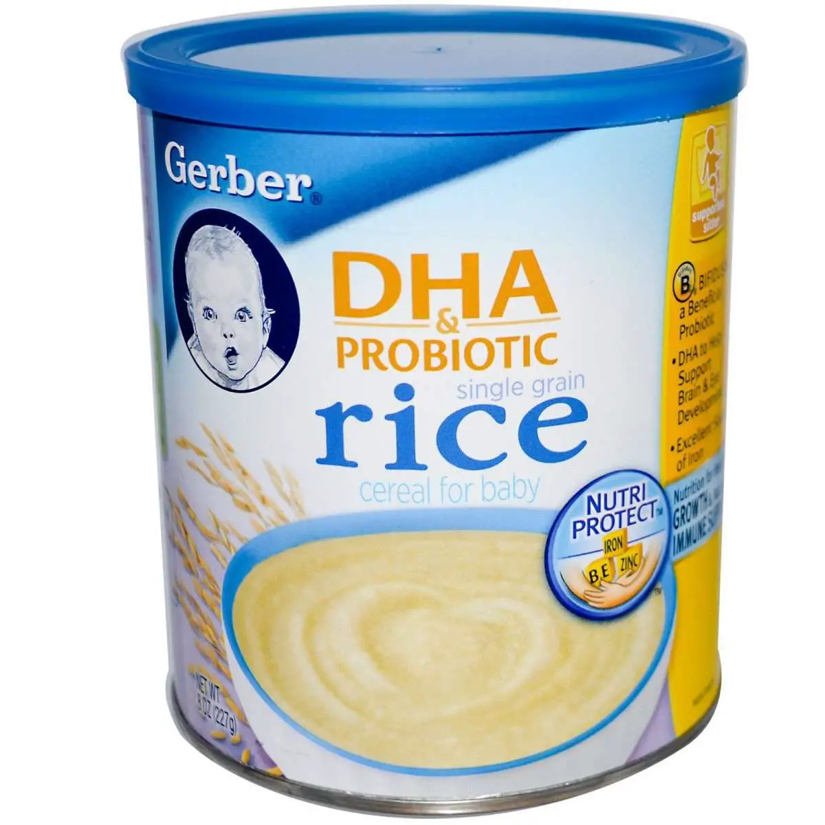 Gerber, DHA &  Probiotic, Single Grain Rice Cereal for Baby, 8 oz (227 g ...