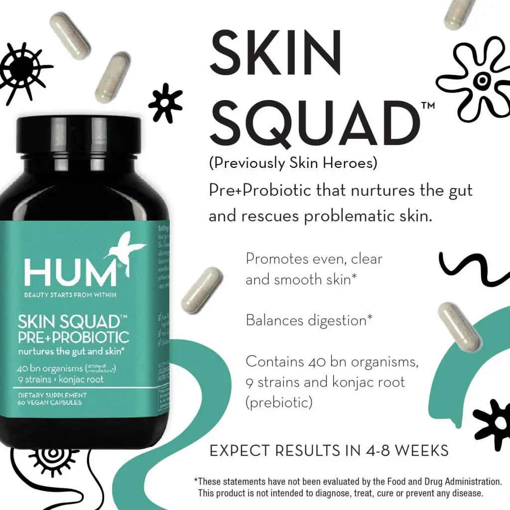HUM Skin Squad Pre+Probiotic  Clear Skin Support Supplement  Nurture ...