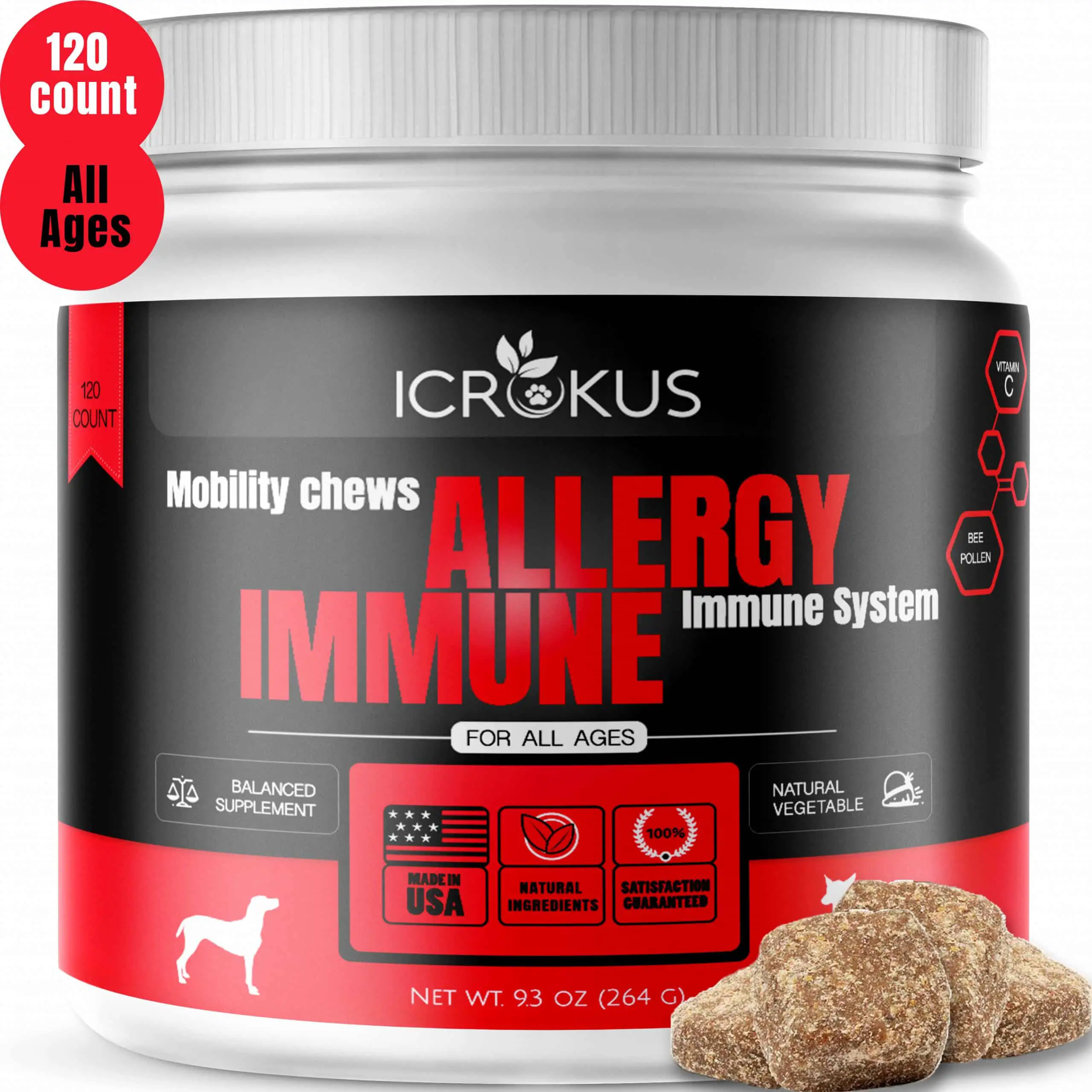 ICROKUS Probiotics for Dogs Allergy Relief Immunity Supplement for Dogs ...