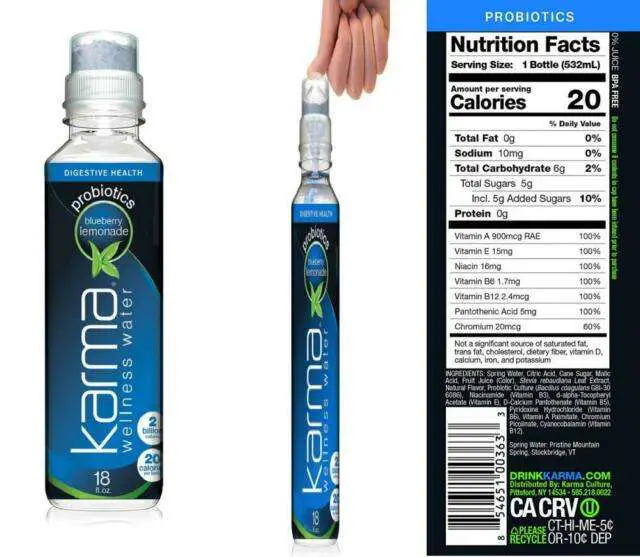 Karma Wellness Flavored Probiotic Water, Blueberry ...