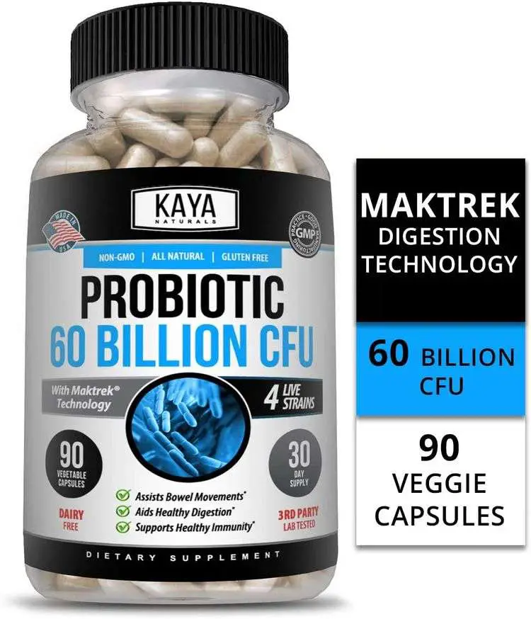 Kaya Naturals Probiotic 60 Billion CFU Guaranteed Potency Until ...