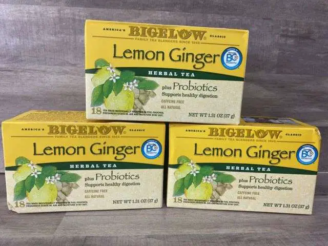Lot Of 3 Bigelow Lemon Ginger Herbal Tea Plus Probiotics Tea, 18 bags ...