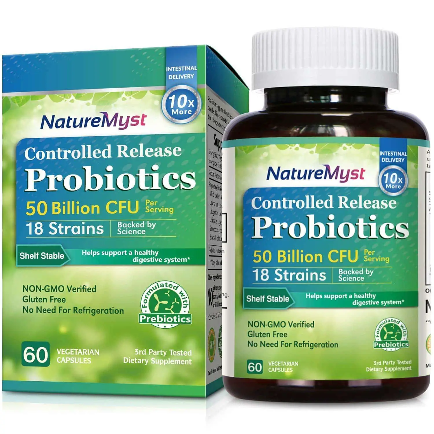 NatureMyst Probiotics 50 Billion per Serving, 18 Probiotic Strains, 60 ...