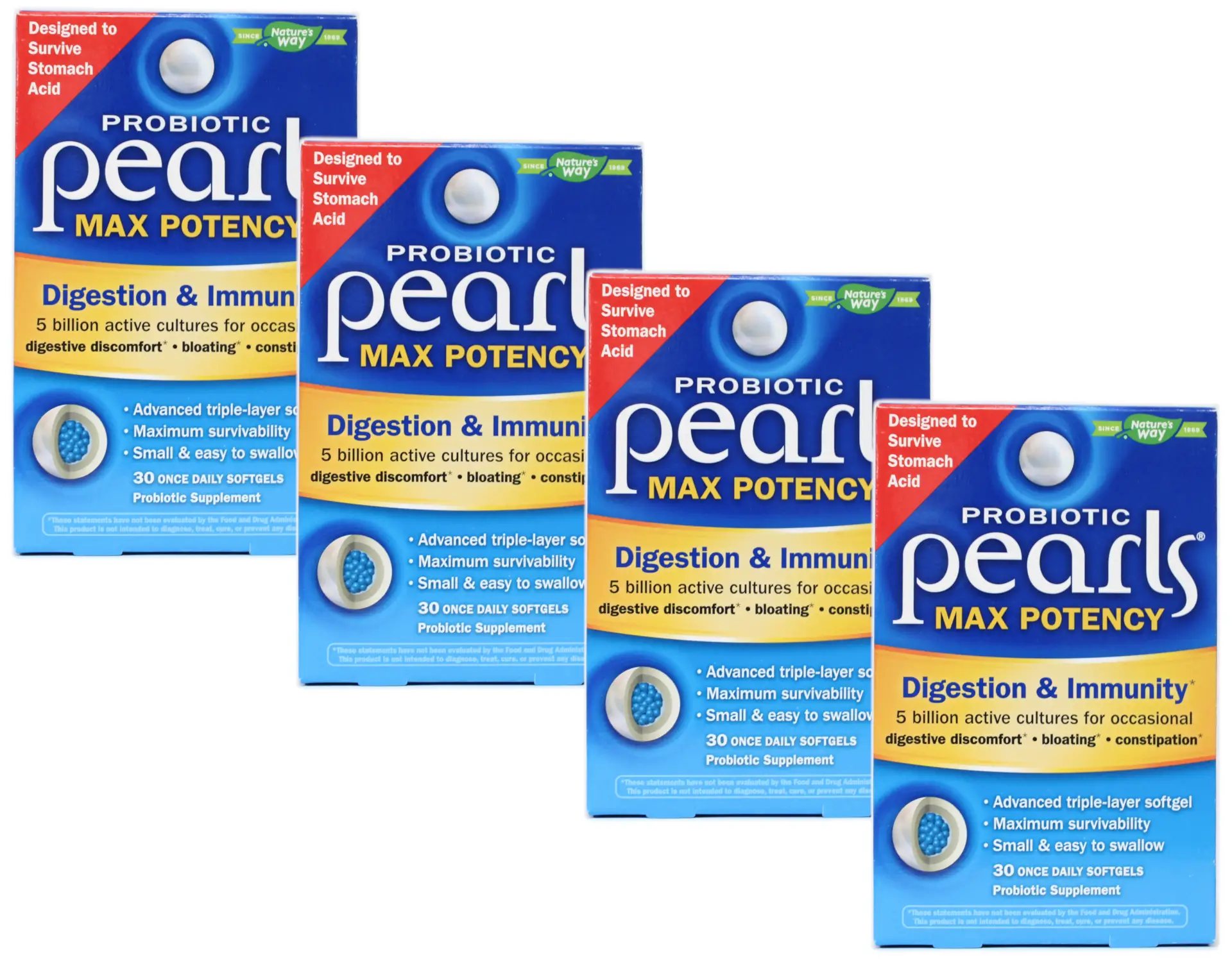 Pack of 4 Probiotic Pearls Max Potency Digestion &  Immunity 30 Daily ...