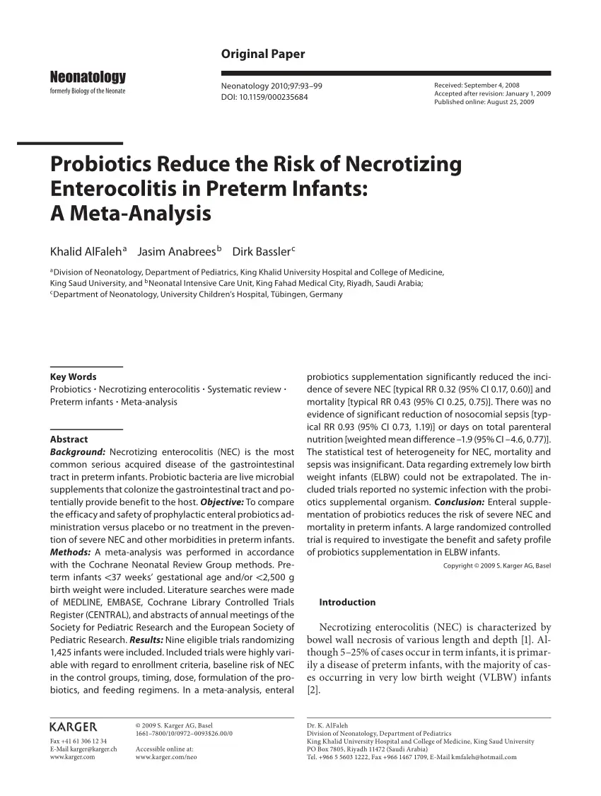 (PDF) Probiotics Reduce the Risk of Necrotizing Enterocolitis in ...