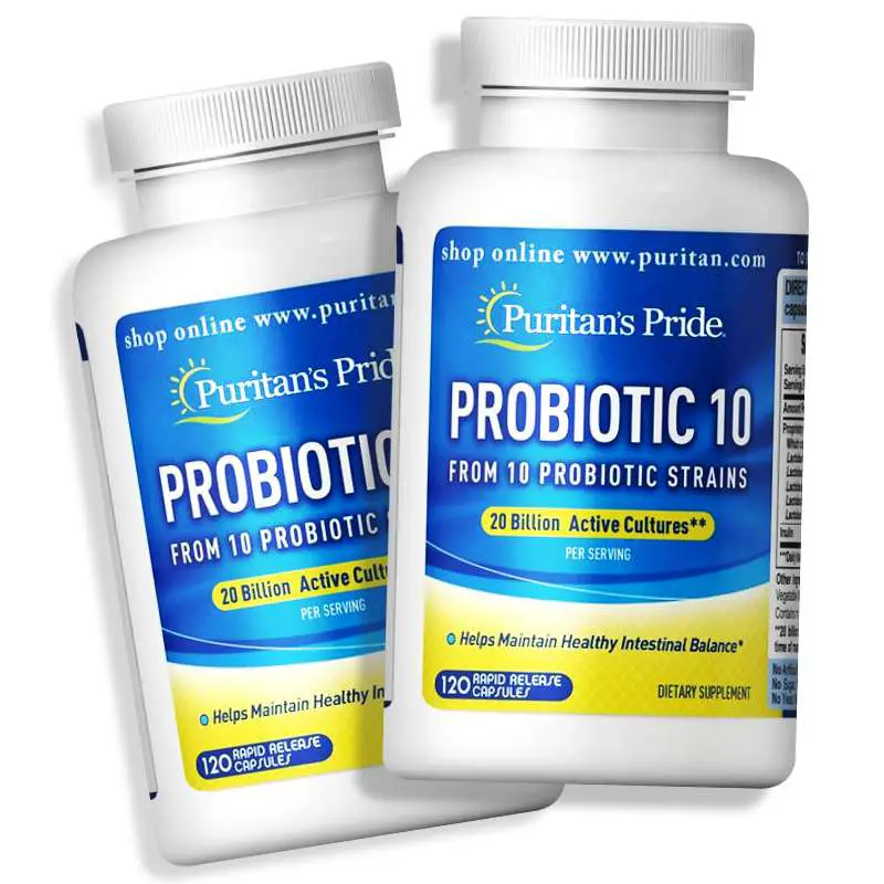 Puritans Pride Probiotic 10 (20 Billion Active Cultures) 120 Capsules ...