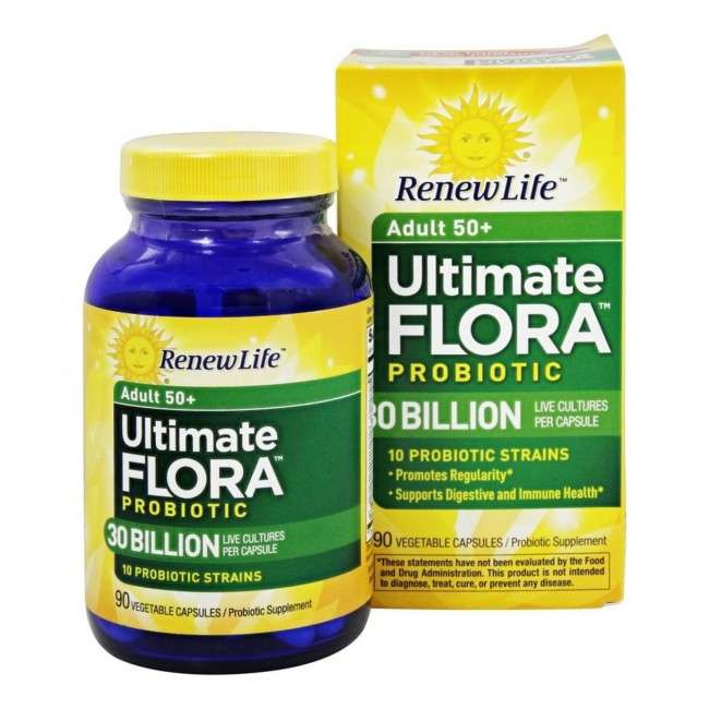 ReNew Life Adult 50+ Ultimate Flora Probiotic 30 Billion 90 Vegetable ...