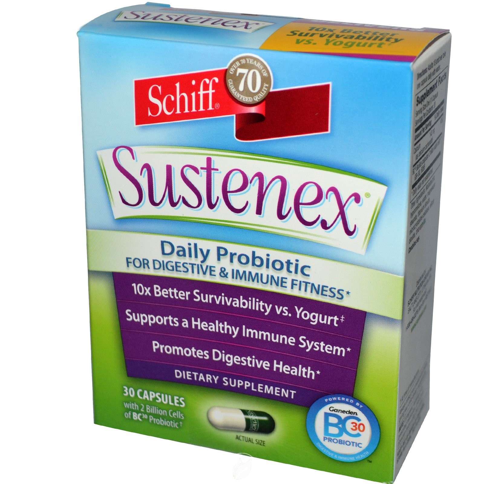 Schiff Digestive Advantage Daily Probiotic 30 Capsules 11/21, Pack of 2 ...