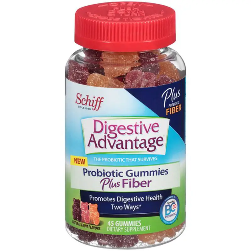 Schiff Digestive Advantage Probiotic Gummies Plus Fiber Dietary ...