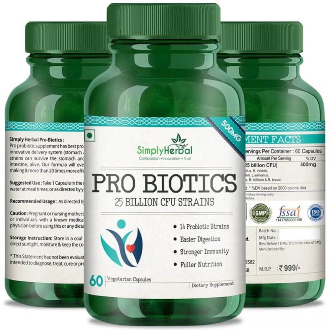 Simply Herbal Probiotic 25 Billion CFU Capsule Supplement Online Price ...