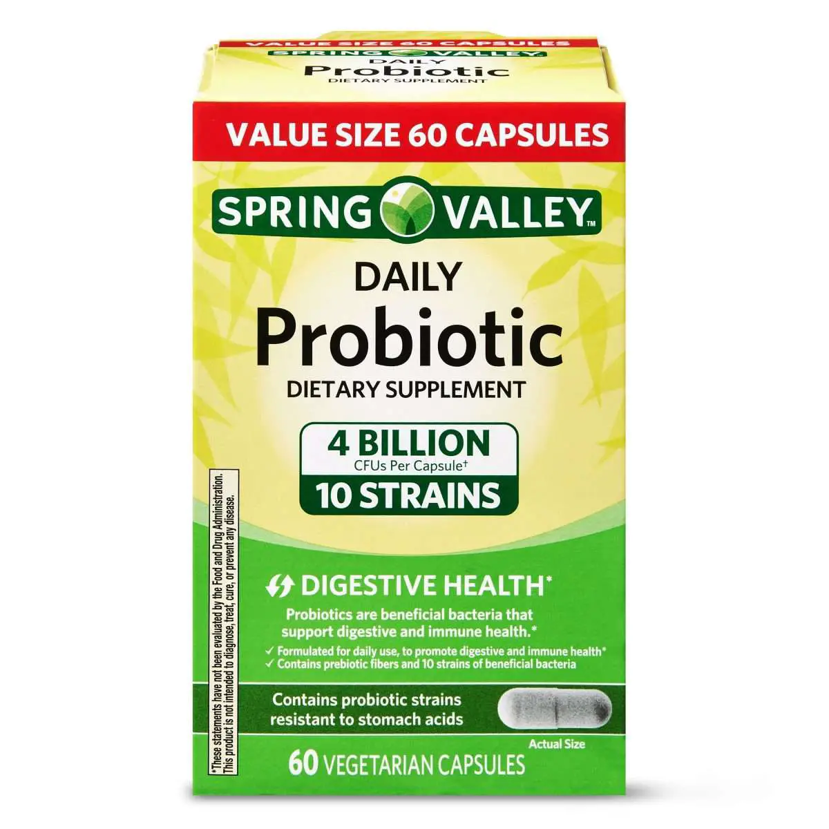Spring Valley Daily Probiotic Vegetarian Capsules, 60 Count