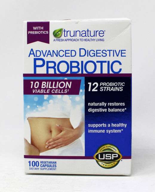 Trunature Advanced Digestive Probiotic Dietary Supplemnt 100 Vegetarian ...
