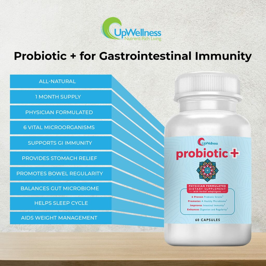 UpWellness: Probiotic +  Immune Support for GI Tract  30 Capsules  6 ...