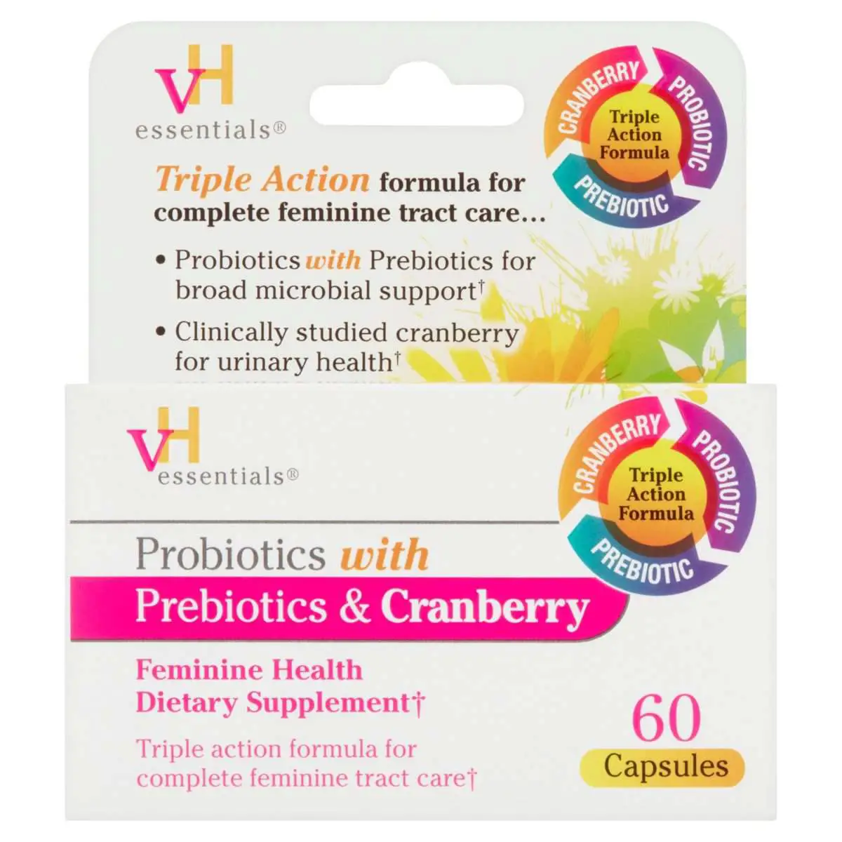 VH Essentials Probiotics with Prebiotics &  Cranberry Feminine Health ...
